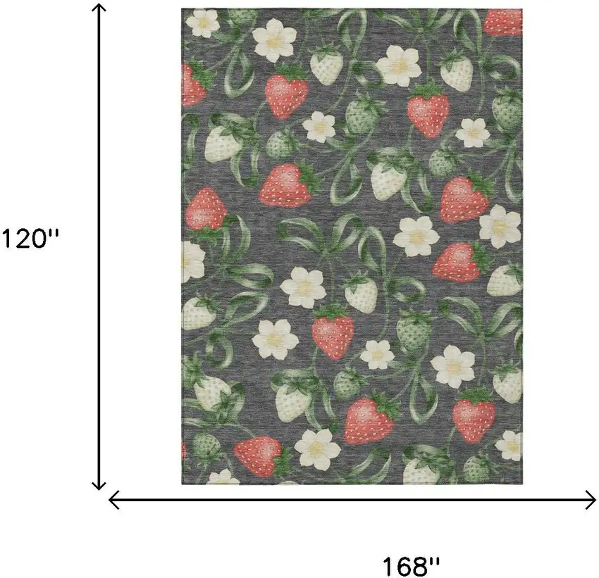 Graphite And Gray Floral Washable Indoor Outdoor Area Rug Photo 5