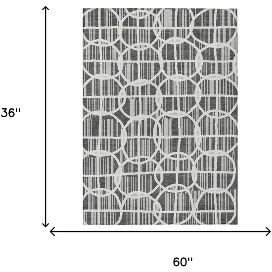 Graphite And Gray Geometric Washable Indoor Outdoor Area Rug Photo 5