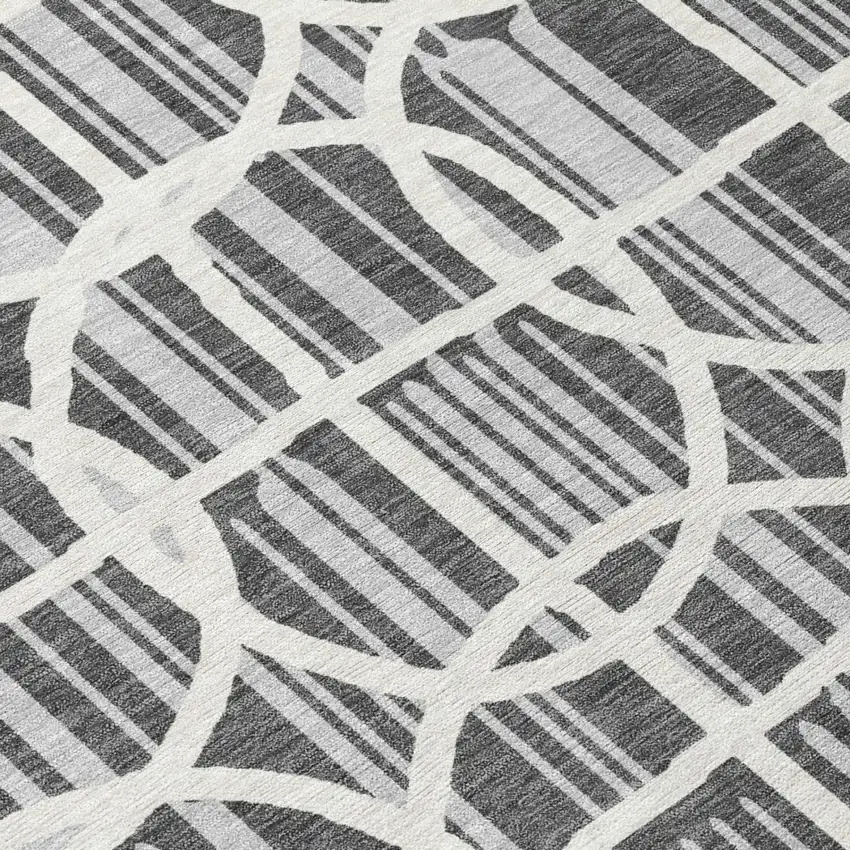 Graphite And Gray Geometric Washable Indoor Outdoor Area Rug Photo 4