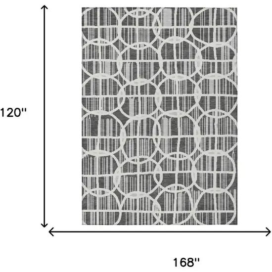 Graphite And Gray Geometric Washable Indoor Outdoor Area Rug Photo 5