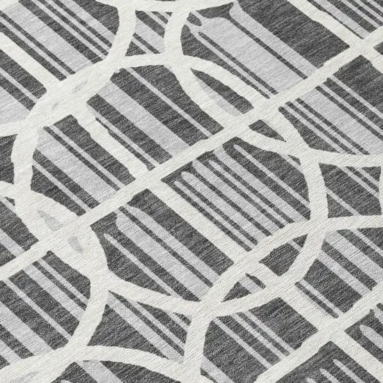 Graphite And Gray Geometric Washable Indoor Outdoor Area Rug Photo 4