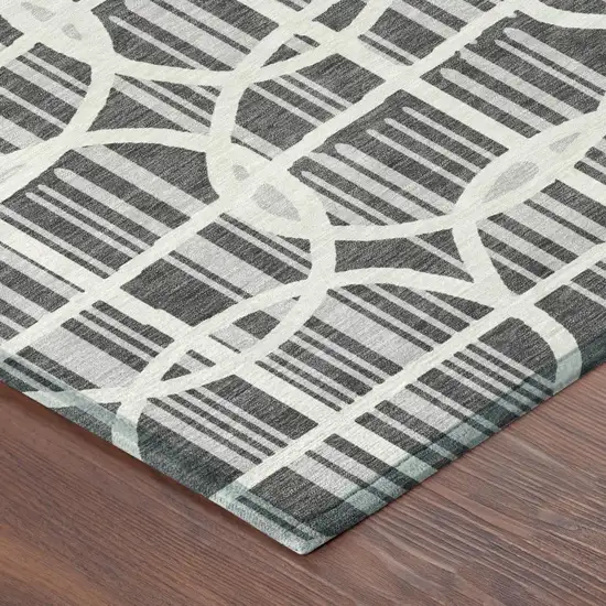 Graphite And Gray Geometric Washable Indoor Outdoor Area Rug Photo 3