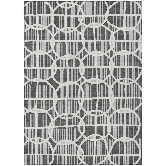 Graphite And Gray Geometric Washable Indoor Outdoor Area Rug Photo 2