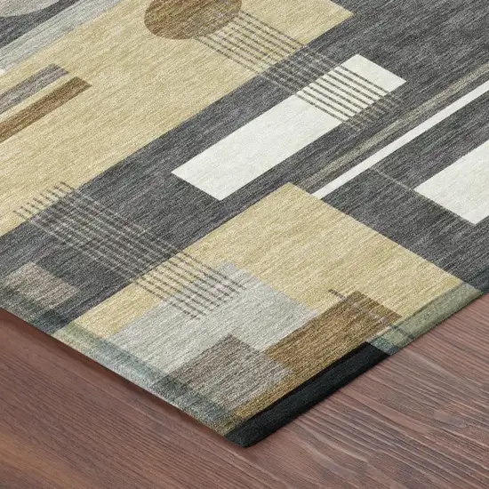 Graphite And Gray Geometric Washable Indoor Outdoor Area Rug Photo 3