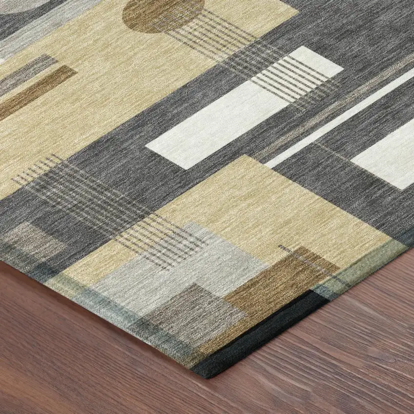 Graphite And Gray Geometric Washable Indoor Outdoor Area Rug Photo 3