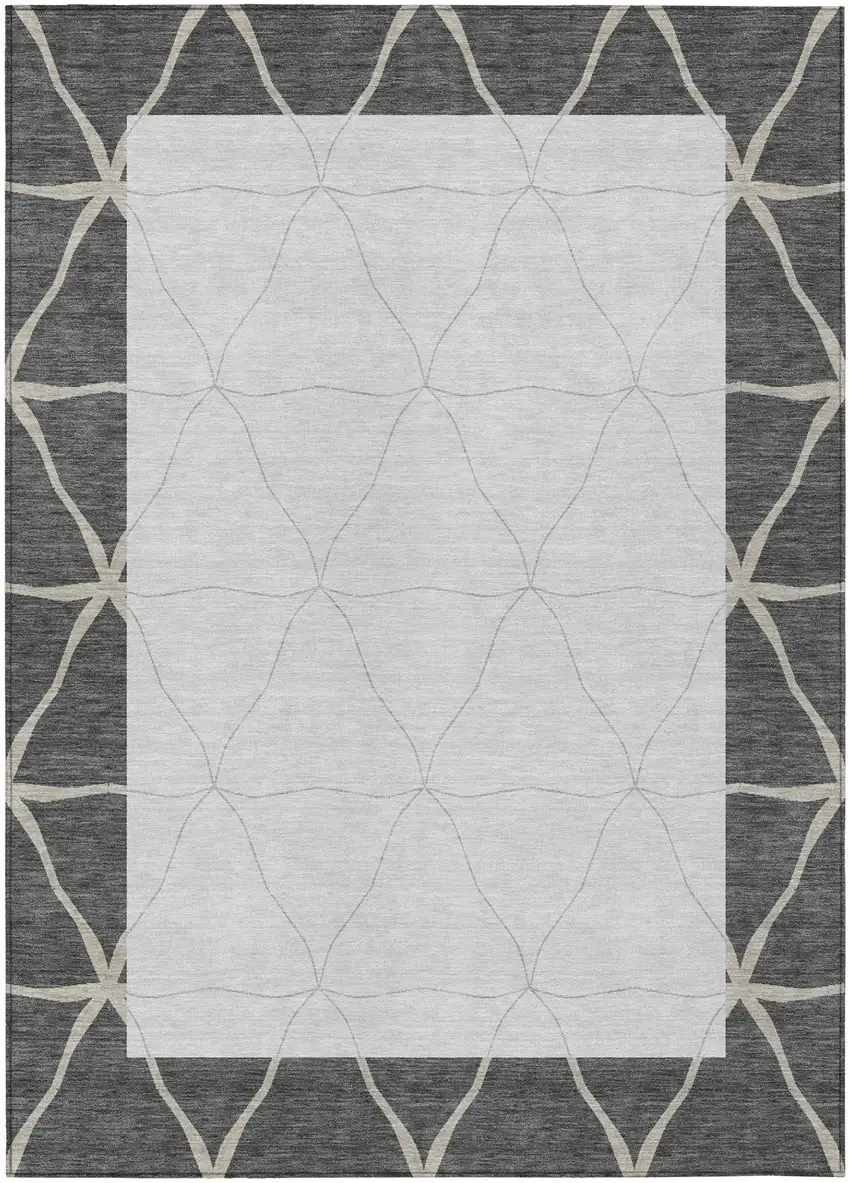 Graphite And Gray Geometric Washable Indoor Outdoor Area Rug Photo 2