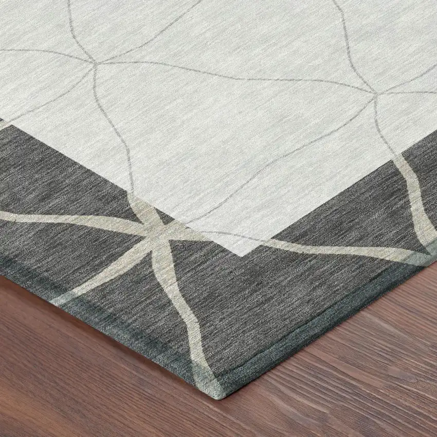 Graphite And Gray Geometric Washable Indoor Outdoor Area Rug Photo 3