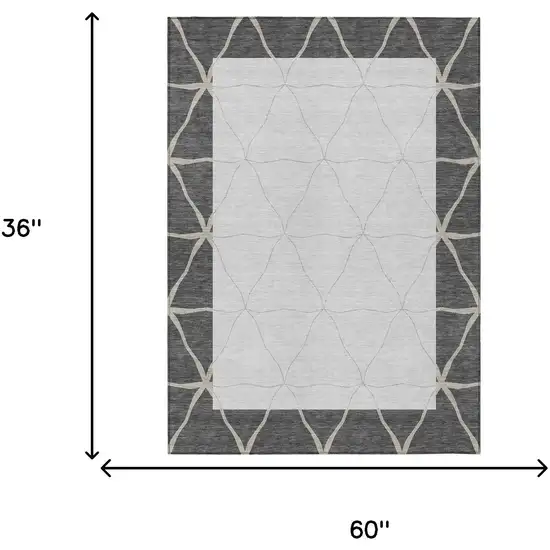 Graphite And Gray Geometric Washable Indoor Outdoor Area Rug Photo 5