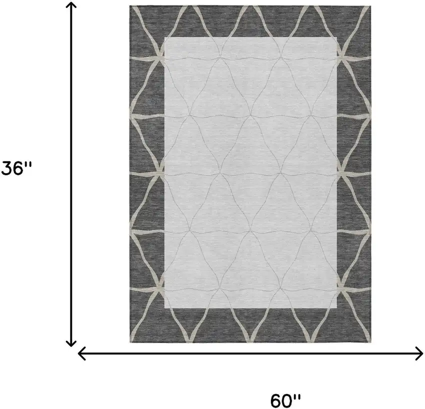 Graphite And Gray Geometric Washable Indoor Outdoor Area Rug Photo 5