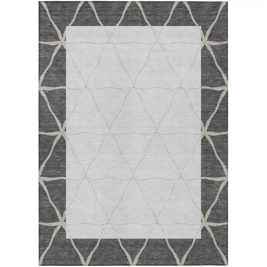 Graphite And Gray Geometric Washable Indoor Outdoor Area Rug Photo 2