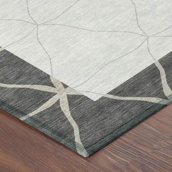 Graphite And Gray Geometric Washable Indoor Outdoor Area Rug Photo 3