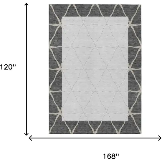 Graphite And Gray Geometric Washable Indoor Outdoor Area Rug Photo 5