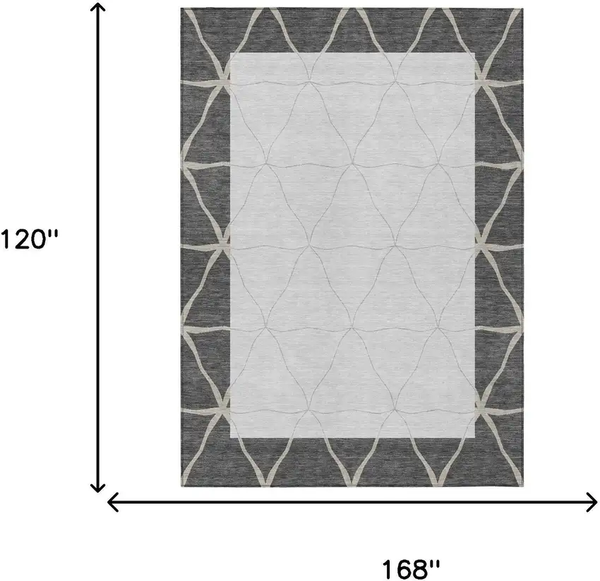 Graphite And Gray Geometric Washable Indoor Outdoor Area Rug Photo 5