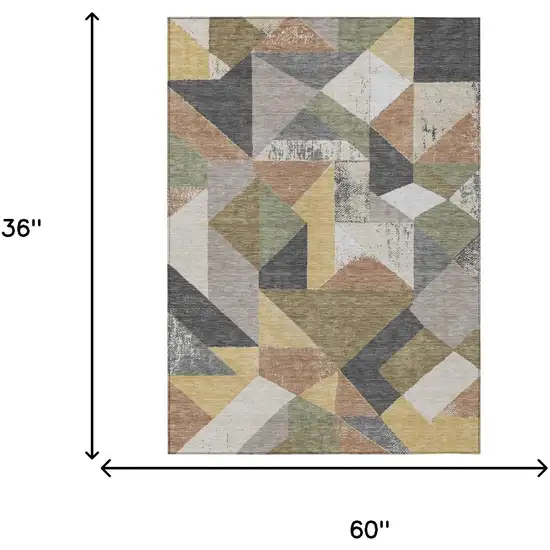 Graphite And Gray Geometric Washable Indoor Outdoor Area Rug Photo 6