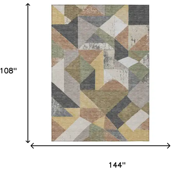 Graphite And Gray Geometric Washable Indoor Outdoor Area Rug Photo 6