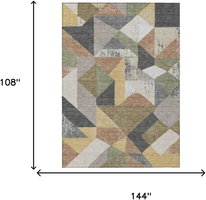 Graphite And Gray Geometric Washable Indoor Outdoor Area Rug Photo 6