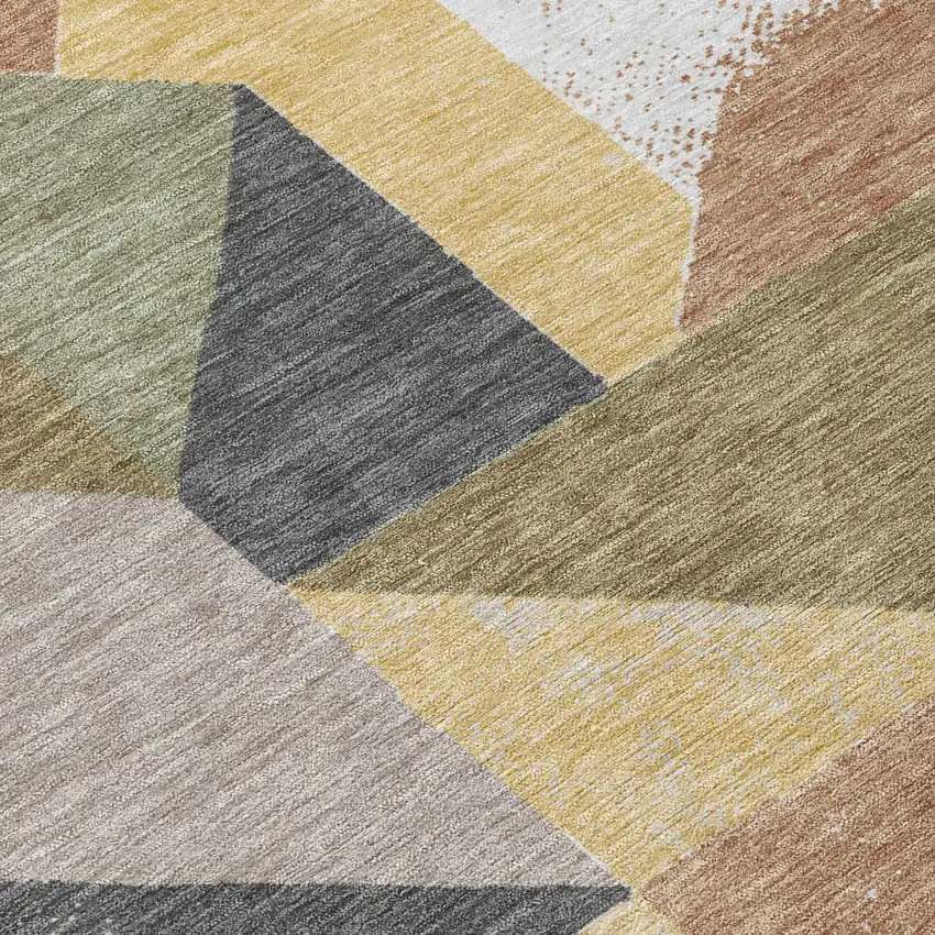 Graphite And Gray Geometric Washable Indoor Outdoor Area Rug Photo 5