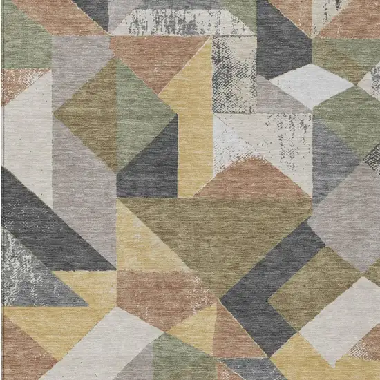 Graphite And Gray Geometric Washable Indoor Outdoor Area Rug Photo 2