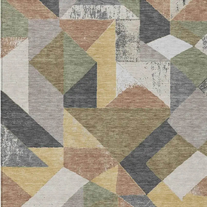 Graphite And Gray Geometric Washable Indoor Outdoor Area Rug Photo 2