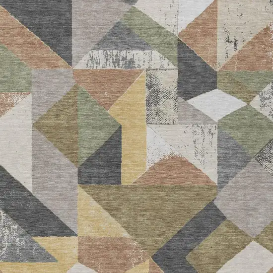 Graphite And Gray Geometric Washable Indoor Outdoor Area Rug Photo 3