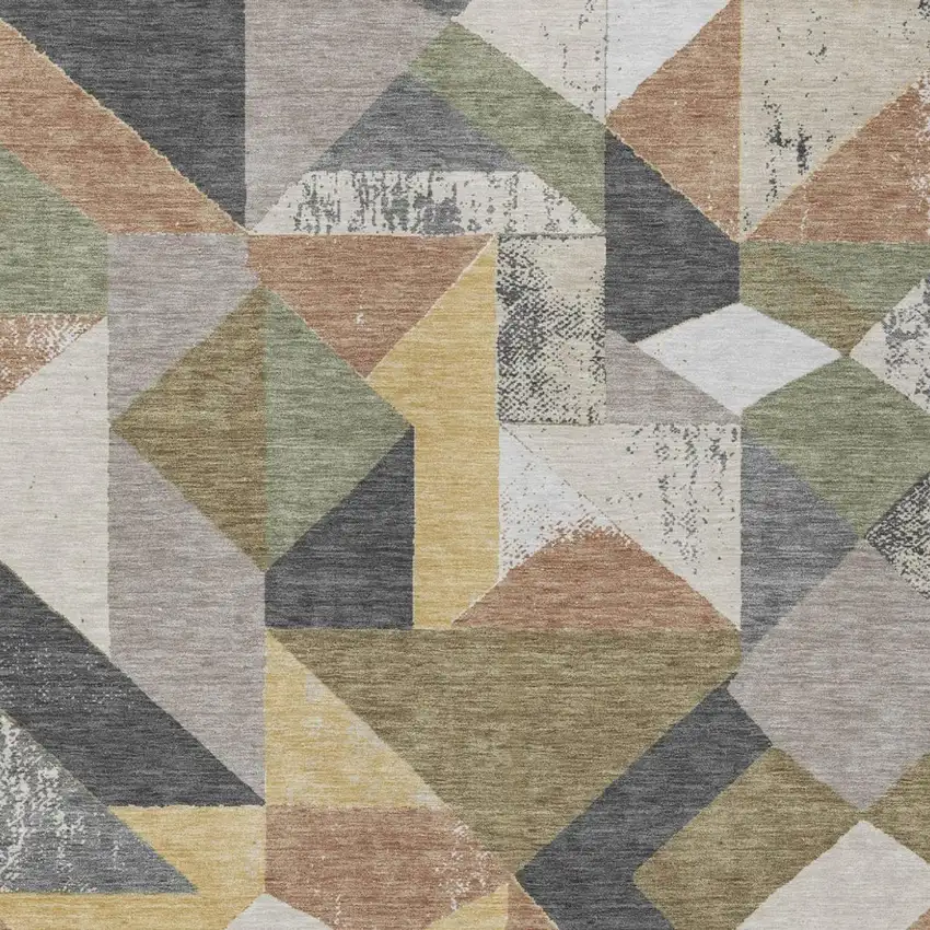 Graphite And Gray Geometric Washable Indoor Outdoor Area Rug Photo 3