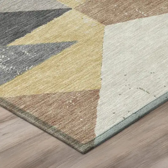 Graphite And Gray Geometric Washable Indoor Outdoor Area Rug Photo 4