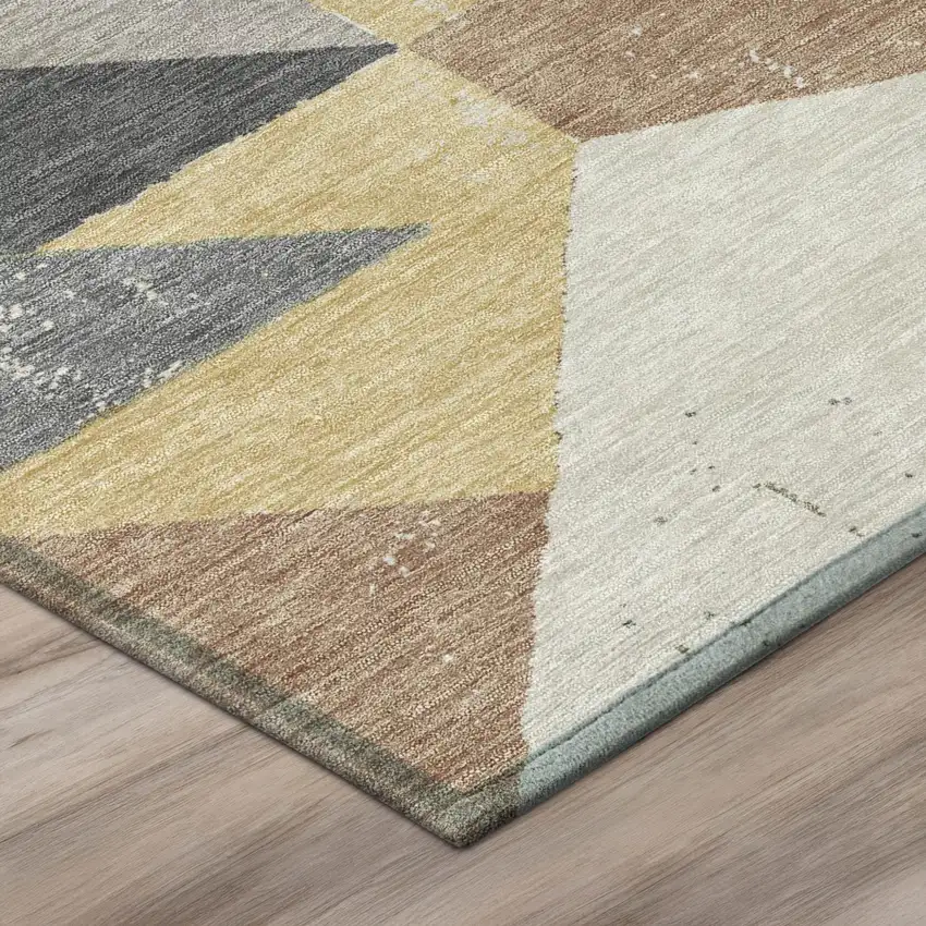 Graphite And Gray Geometric Washable Indoor Outdoor Area Rug Photo 4