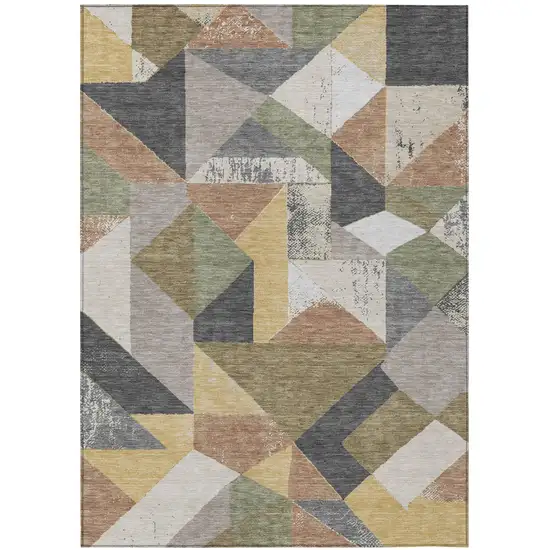 Graphite And Gray Geometric Washable Indoor Outdoor Area Rug Photo 1