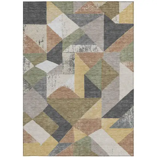 Graphite And Gray Geometric Washable Indoor Outdoor Area Rug Photo 3
