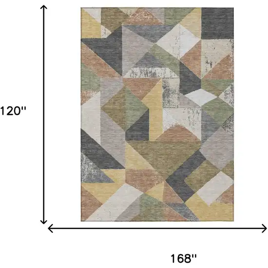 Graphite And Gray Geometric Washable Indoor Outdoor Area Rug Photo 6