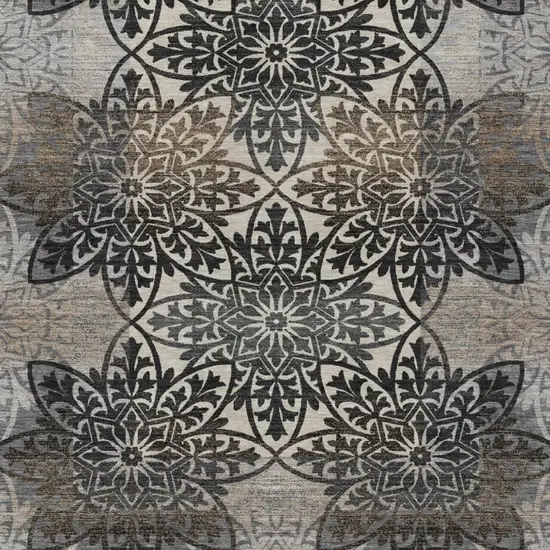 Graphite And Gray Oriental Washable Indoor Outdoor Area Rug Photo 2