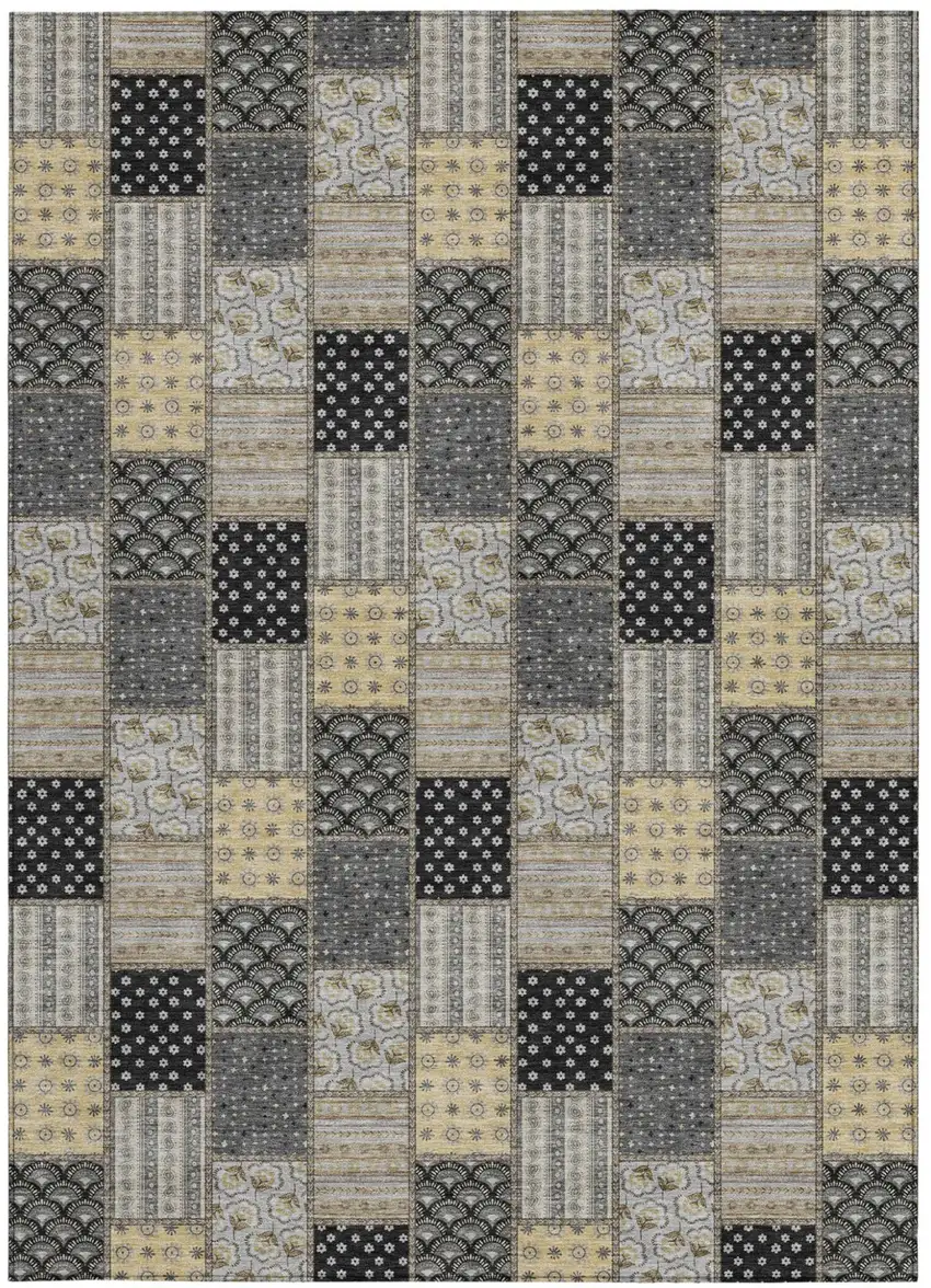 Graphite And Gray Patchwork Washable Indoor Outdoor Area Rug Photo 3