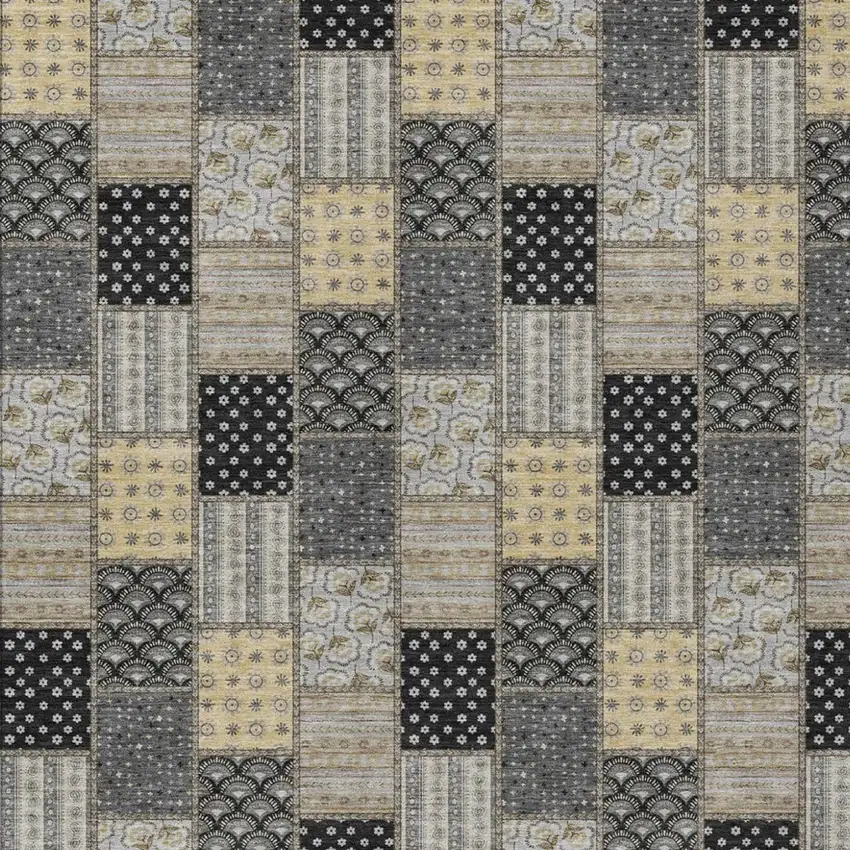 Graphite And Gray Patchwork Washable Indoor Outdoor Area Rug Photo 2