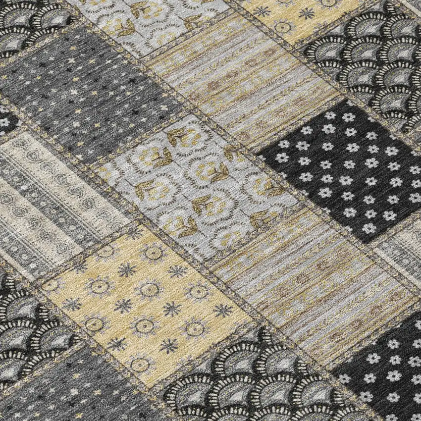 Graphite And Gray Patchwork Washable Indoor Outdoor Area Rug Photo 4