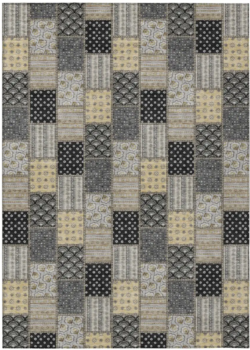 Graphite And Gray Patchwork Washable Indoor Outdoor Area Rug Photo 2