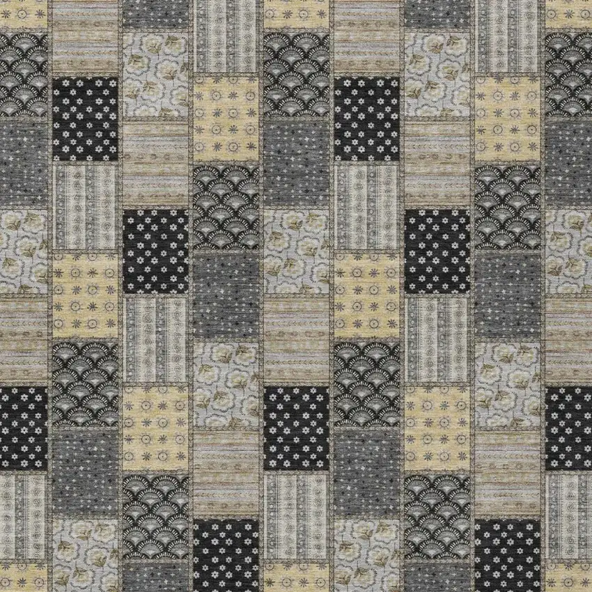 Graphite And Gray Patchwork Washable Indoor Outdoor Area Rug Photo 1