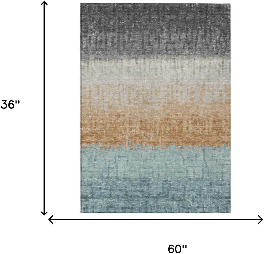 Graphite And Gray Striped Washable Indoor Outdoor Area Rug Photo 7
