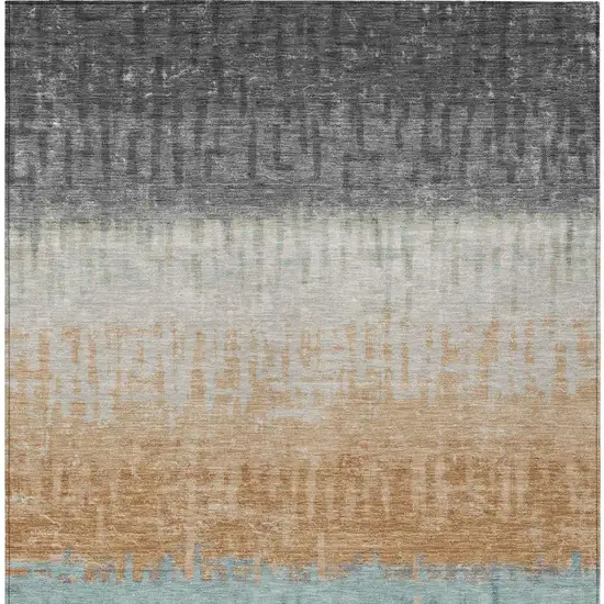 Graphite And Gray Striped Washable Indoor Outdoor Area Rug Photo 4