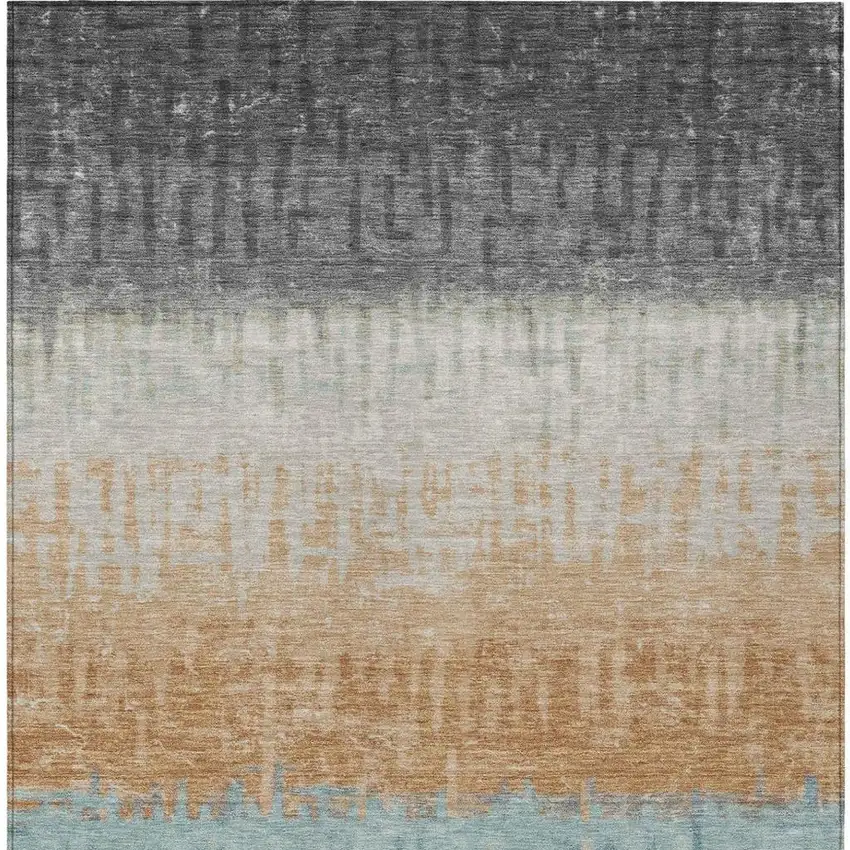 Graphite And Gray Striped Washable Indoor Outdoor Area Rug Photo 4