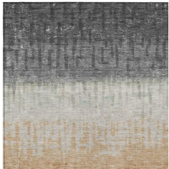 Graphite And Gray Striped Washable Indoor Outdoor Area Rug Photo 3
