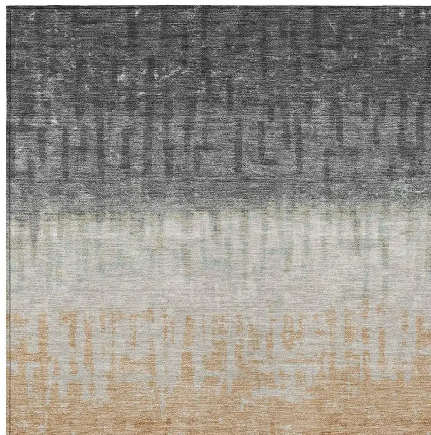 Graphite And Gray Striped Washable Indoor Outdoor Area Rug Photo 3