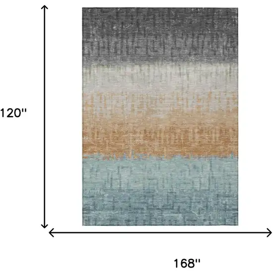 Graphite And Gray Striped Washable Indoor Outdoor Area Rug Photo 5