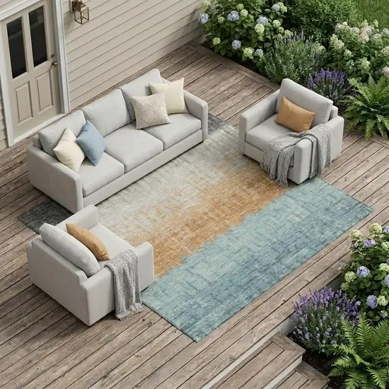 Graphite And Gray Striped Washable Indoor Outdoor Area Rug Photo 1