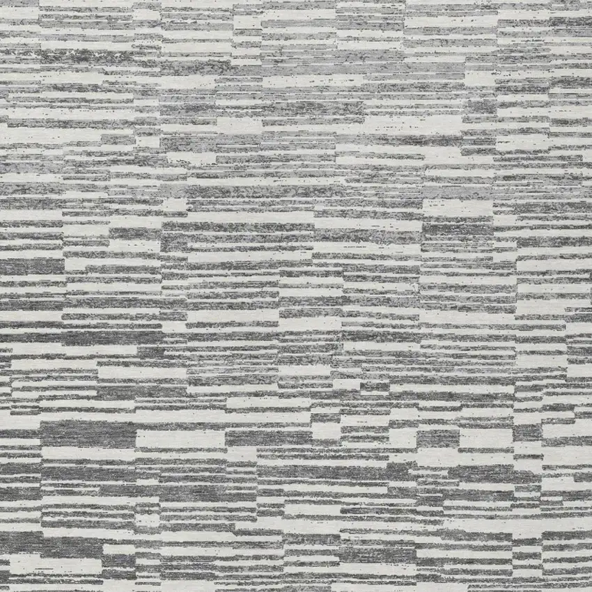 Graphite And Gray Striped Washable Indoor Outdoor Area Rug Photo 1