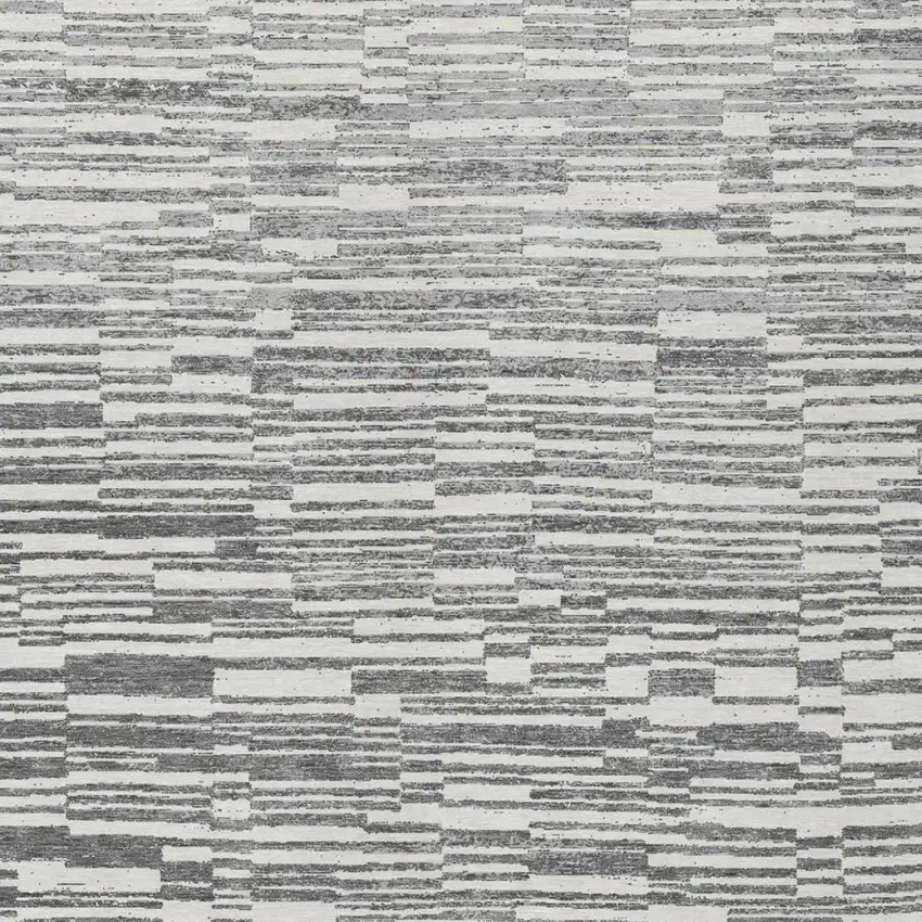 Graphite And Gray Striped Washable Indoor Outdoor Area Rug Photo 1