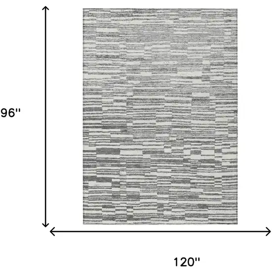 Graphite And Gray Striped Washable Indoor Outdoor Area Rug Photo 6