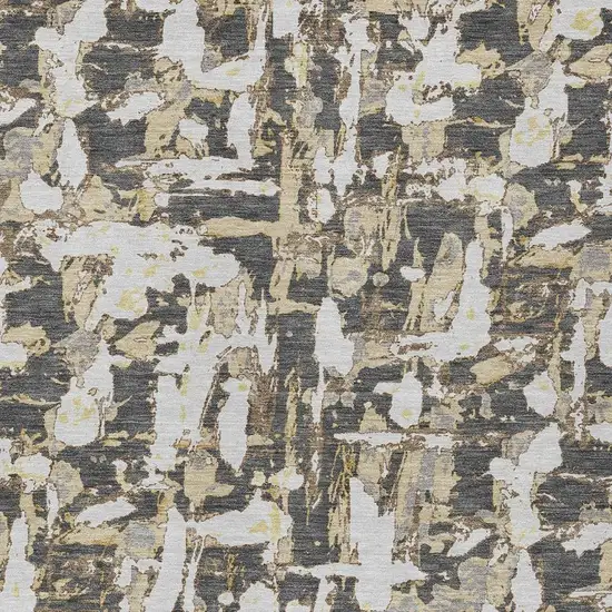 Graphite And Ivory Abstract Washable Indoor Outdoor Area Rug Photo 3