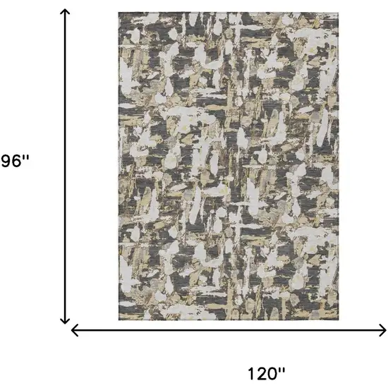 Graphite And Ivory Abstract Washable Indoor Outdoor Area Rug Photo 9