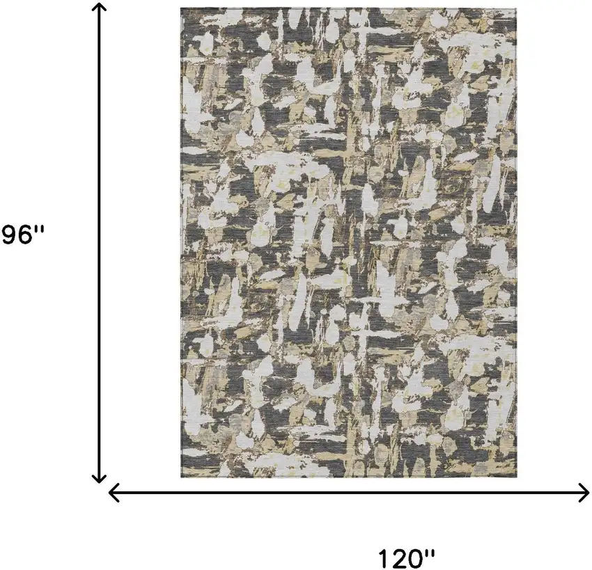 Graphite And Ivory Abstract Washable Indoor Outdoor Area Rug Photo 9