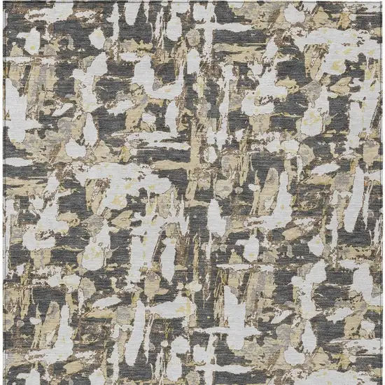 Graphite And Ivory Abstract Washable Indoor Outdoor Area Rug Photo 4